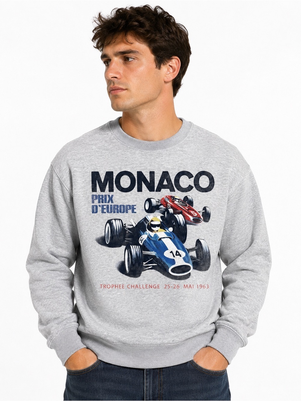 HOLLISTER RELAXED MONACO RACING GRAPHIC CREW SWEATSHIRT XSMALL